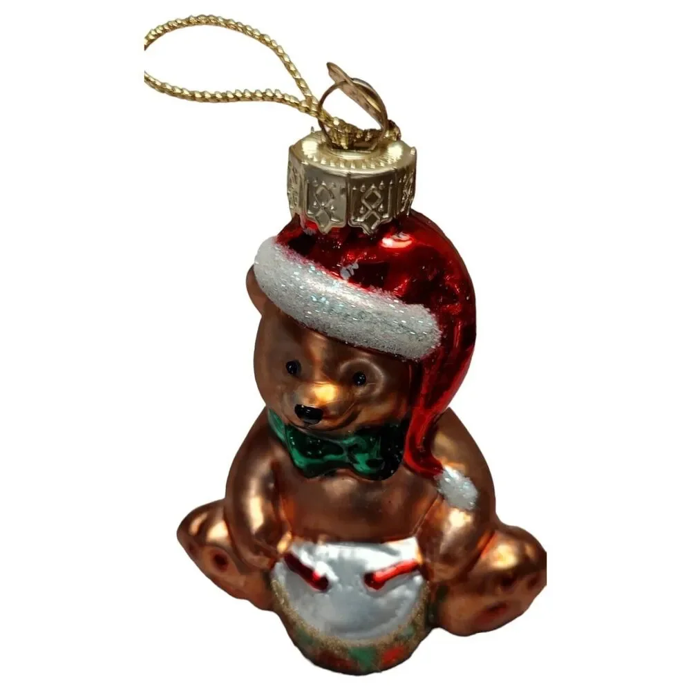 Santa Teddy Bear Drummer Ornament Hand Blown Glass Thomas Pacconi Classics 2002